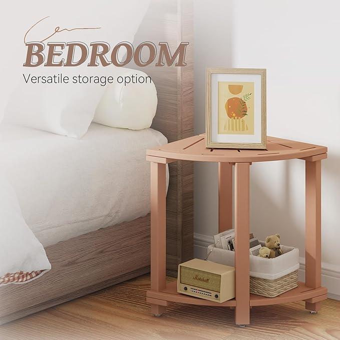 Shower Bench, Corner Shower Stool for Inside Shower and Shaving Legs, Waterproof HDPE Shower Chair Seat with Storage Shelf for Bathroom Non-Slip - ModernBath