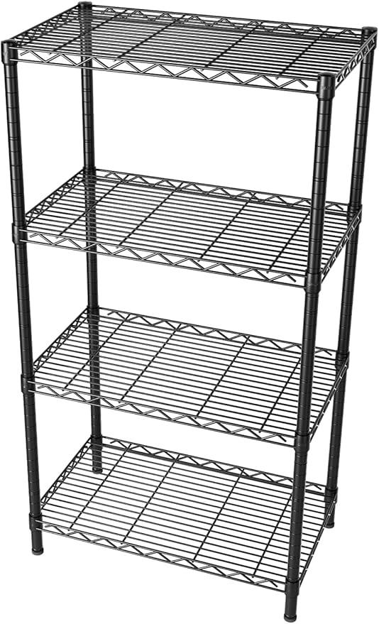 SINGAYE 4 Tier Storage Rack Wire Shelving Unit Shelves Metal for Pantry Closet Shelve Organization Kitchen Laundryroom 800Lbs Capacity 24" D x 14" W x 48" H Black - ModernBath