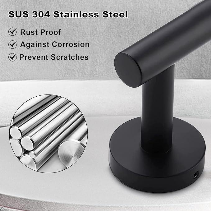 8 Pieces Bathroom Towel Rack Set, Includes 2PCS 23.6 inch Towel bar, 2PCS Towel Hook, 2 PCS Towel Ring, 2PCS Toilet Paper Holder-Matte Black Bathroom Accessories Sets - ModernBath