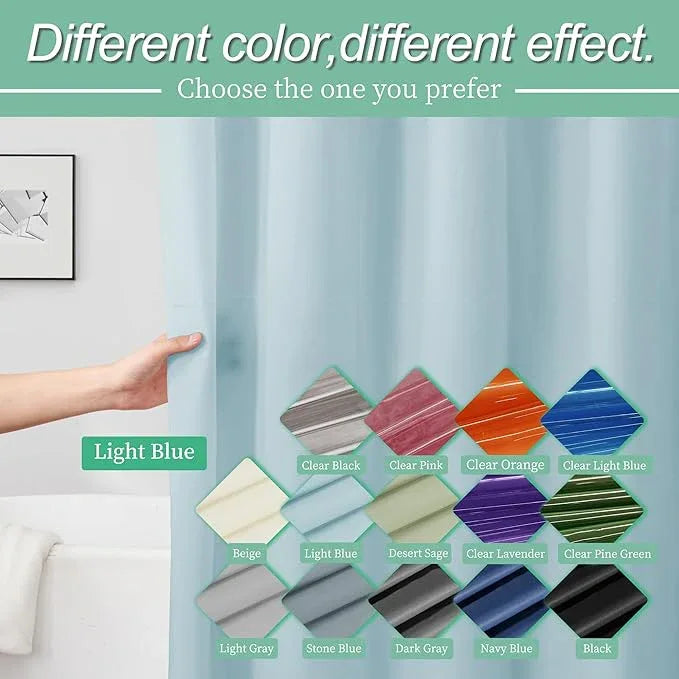Mrs Awesome Light Blue Shower Curtain Liner with 3 Magnets, 72x72 Premium Flexible Sturdy Plastic Shower Curtain for Bathroom Lightweight & Waterproof, Light Blue - ModernBath
