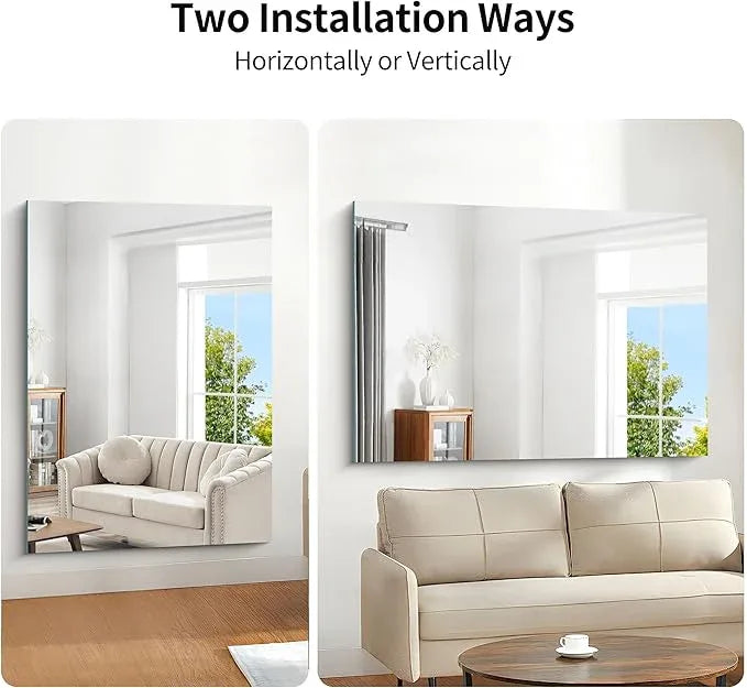 KOCUUY Large Frameless Mirror, 55"x40" Bathroom Mirror for Over Sink, Upgraded Shatterproof, Large Rectangle Unframed Mirror for Wall, Bedroom, Living Room, Entryway, Hang Horizontal/Vertical - ModernBath