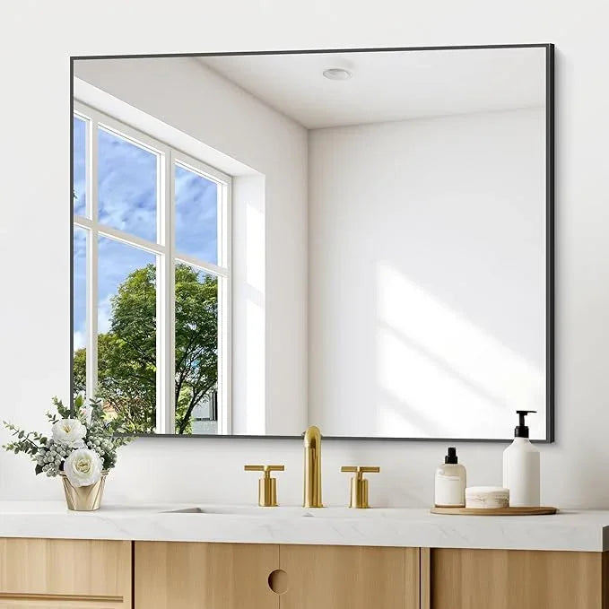 DESBING Black Bathroom Mirror for Wall, 30x36 Inch Rectangle Mirrors with Metal Frame, Modern Vanity Wall Mirror Decor for Entryway Hangs, Bathroom Living Room Horizontal or Vertical - ModernBath