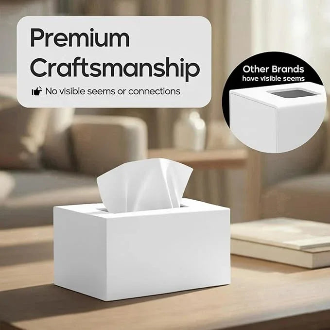 Tissue Box Cover Rectangle - Tissue Box Holder Rectangular - Compatible with Kleenex - Acrylic White Bathroom Accessories Decor - ModernBath