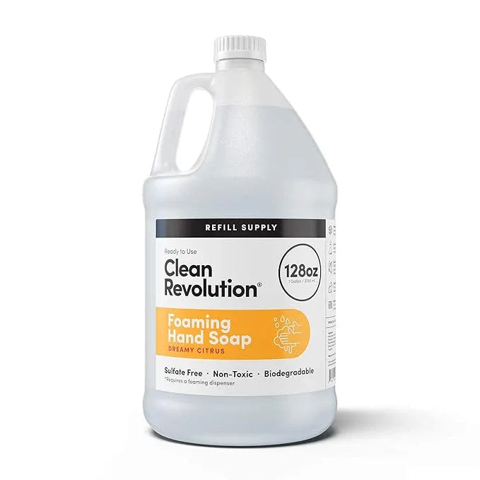 Clean Revolution Foaming Hand Soap Refill Supply Container, Ready to Use Formula, Dreamy Citrus Fragrance, Gluten Free, 128 Fl. Oz - ModernBath