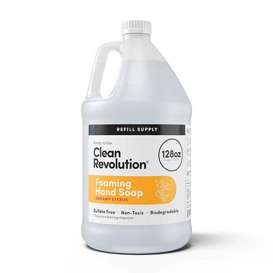 Clean Revolution Foaming Hand Soap Refill Supply Container, Ready to Use Formula, Dreamy Citrus Fragrance, Gluten Free, 128 Fl. Oz - ModernBath