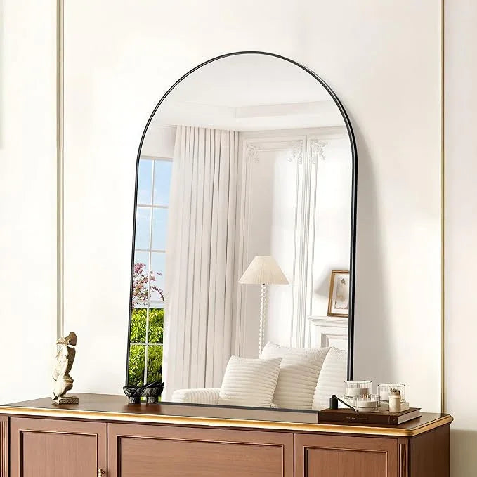 GLASHOM Arched Bathroom Mirror, 30"x48" Black Arched Mirror for Bathroom, Wall Mounted Mirror, Black Vanity Wall Mirror w/Metal Frame for Bedroom, Entryway, Living Room, Vertically Hanging - ModernBath