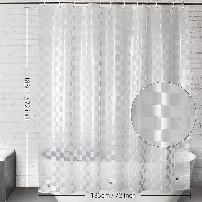 WELTRXE EVA Shower Curtain Liner 72x72 Inch 8G Heavy Duty Clear Shower Liner with Design, Plastic Shower Curtains for Bathroom Bathtub, Shower Stall, 3D Frosted Square Pattern, 3 Magnets - ModernBath