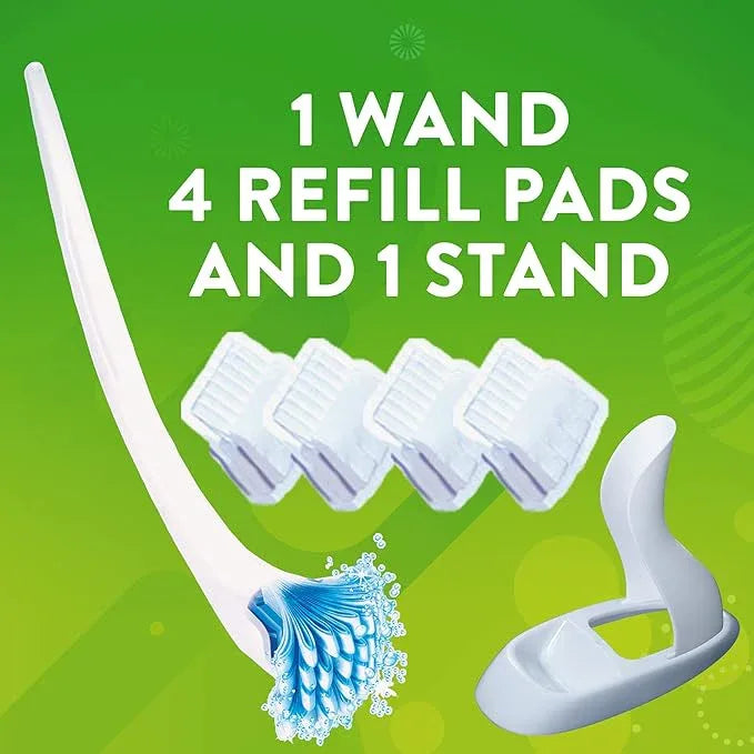 Scrubbing Bubbles Toilet Bowl Cleaning System with Flushable & Disposable Cleaner Refill Pads, Fights Odors and Helps Remove Limescale & Hard Water Stains, Citrus Scent, 1 Wand + 4 Refills + 1 Stand - ModernBath
