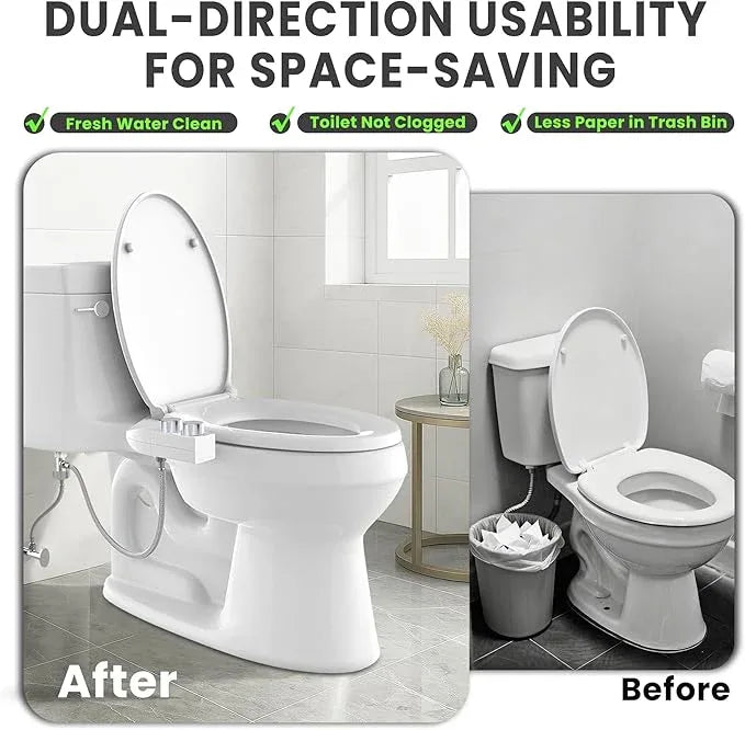Terapaton Toilet Bidet With Left/Right Side Reversible Design, Fresh Water, Non-Electric, Toilet Bidet Attachment, Right/Left Hand Side with Dual Nozzle, Self-Clean, Easy to Install (Chrome Knob) - ModernBath