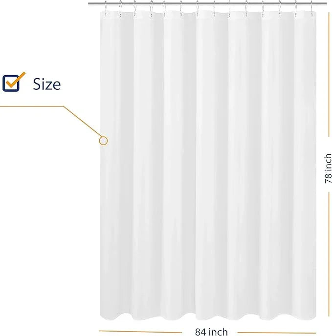 N&Y HOME Large Fabric Shower Curtain Liner 84 x 78 inches, Hotel Quality, Washable, Water Repellent, White Bathroom Curtains with Grommets, 84x78 - ModernBath