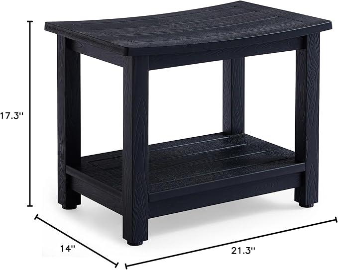 Heavy Duty HDPS Shower Bench Seat, Waterproof Shower Stool for Shaving Legs, Large Poly Lumber Bathroom Chair Seat with Ajustable Feet, Indoor/Outdoor Use, No Maintenance, Black - ModernBath