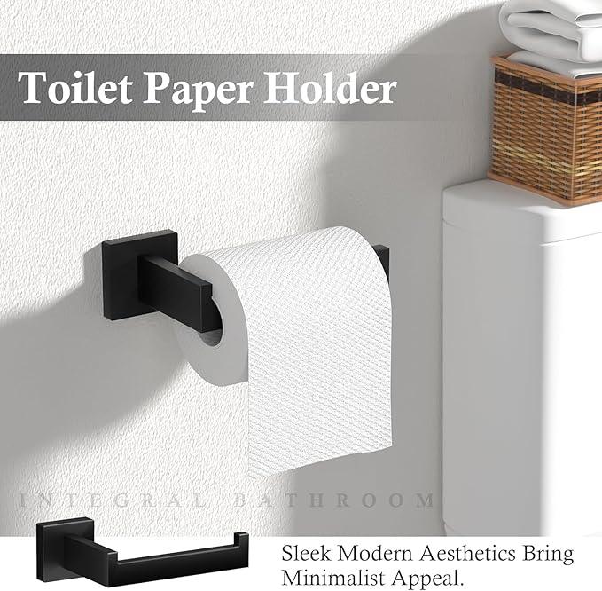 15-Piece Matte Black Bathroom Accessories Set – 23.6" Towel Bar, Towel Ring, Toilet Paper Holder & Hooks, Wall Mounted Bathroom Hardware, Rust & Corrosion-Resistant, Ideal for Modern Bathrooms - ModernBath
