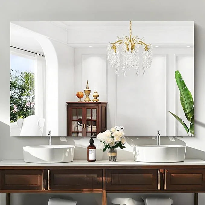 KOCUUY Frameless Mirror, 60"x40" Bathroom Mirror for Over Sink, Upgraded Shatterproof, Large Rectangle Unframed Mirror for Wall, Bathroom, Bedroom, Living Room, Entryway, Hang Horizontal/Vertical - ModernBath