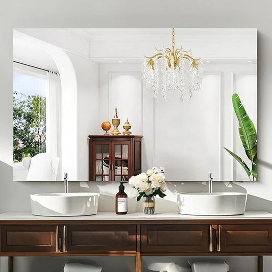 KOCUUY Frameless Mirror, 60"x40" Bathroom Mirror for Over Sink, Upgraded Shatterproof, Large Rectangle Unframed Mirror for Wall, Bathroom, Bedroom, Living Room, Entryway, Hang Horizontal/Vertical - ModernBath