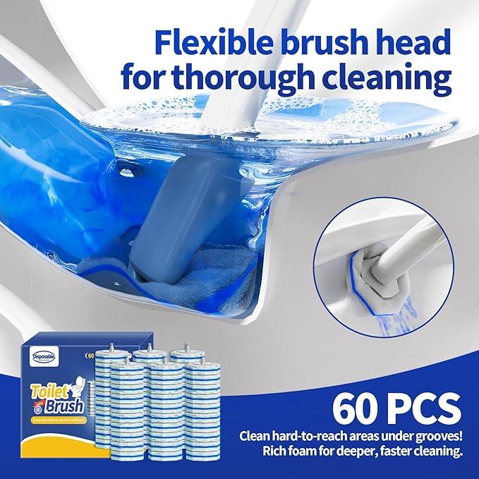 60PCS Toilet Wand Refills Compatible with Clorox Toilet Wand. Disposable Toilet Brush Refills. Bathroom Cleaning. Disposable Toilet Bowl. High-Density Disposable Toilet Brush Scrubber - ModernBath