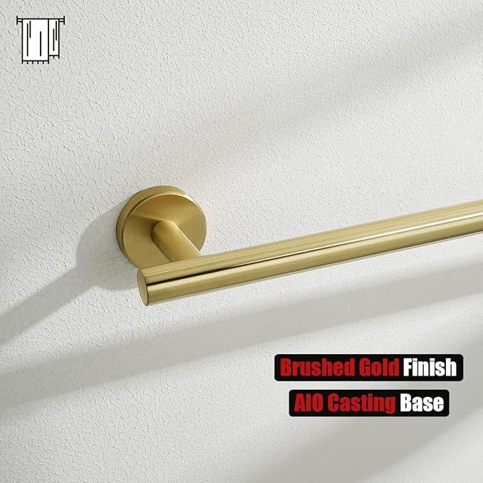 JQK Bathroom Towel Bar, 15 Inch 304 Stainless Steel Thicken 0.8mm Towel Rack, Towel Holder Brushed Gold Wall Mount, Useable Length 12 Inch TB110L12-BG - ModernBath