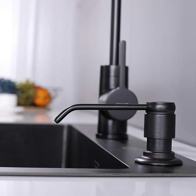 GAGALIFE Soap Dispenser for Kitchen Sink (Oil Rubbed Bronze) and Extension Tube Kit, Complete Brass Head, 40" Silicone Tube Connect to The Soap Bottle Directly, No More Top Refill - ModernBath