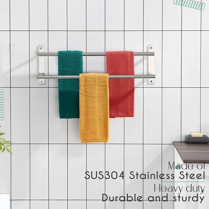 KOKOSIRI 24 Inch Bath Towel Bars Double Towel Racks Bathroom Towel Holder Towel Rails Towel Storage Towel Shelves Wall Mount Stainless Steel Brushed Nickel B5010BR-L24 - ModernBath