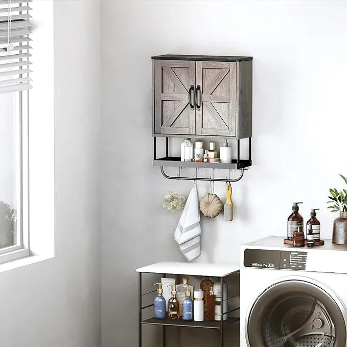 Over The Toilet Storage Cabinet, Bathroom Above Toilet Cabinet Organizer with Doors and Adjustable Shelves, Bathroom Shelf Organizer with Anti-Tip Device & Drain Rack, White (Brown) - ModernBath