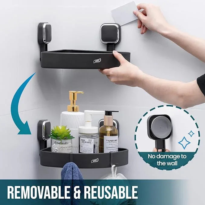 TAILI Corner Shower Caddy with Suction Cup Hooks, Aluminum Corner Shelf Basket,No-Drilling Rustproof for Kitchen and Bathroom, Wall Mounted Organizer Rack for Shampoo-Grey - ModernBath