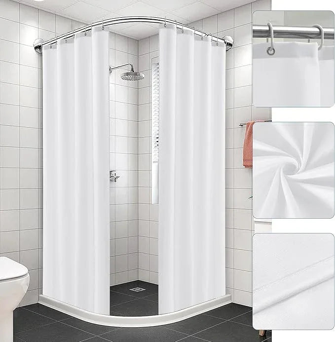 Nasitos Stall Fabric Shower Curtain Liners with Magnets 2 Pack - W54 x H78 - Water Repellent & Lightweight Long Stall Size Shower Curtains for Bath Tub, Machine Washable (White, Magnets Included) - ModernBath