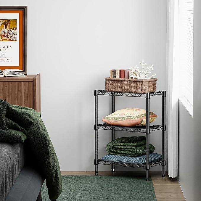 750 lbs 3 Tier Shelf Metal Storage Shelves Wire Rack Closet Organizers with PP Board for Garage Kitchen Bathroom Laundry Black 11.8" D x 21.7" W x 28.6" H - ModernBath