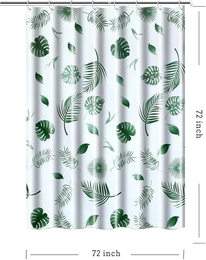 TIKABC Shower Curtain Liner, 4G PEVA Green Leaf Shower Liner, Plastic Waterproof Shower Curtains, 72x72 inch with Grommet Holes 3 Magnetic Weights - ModernBath