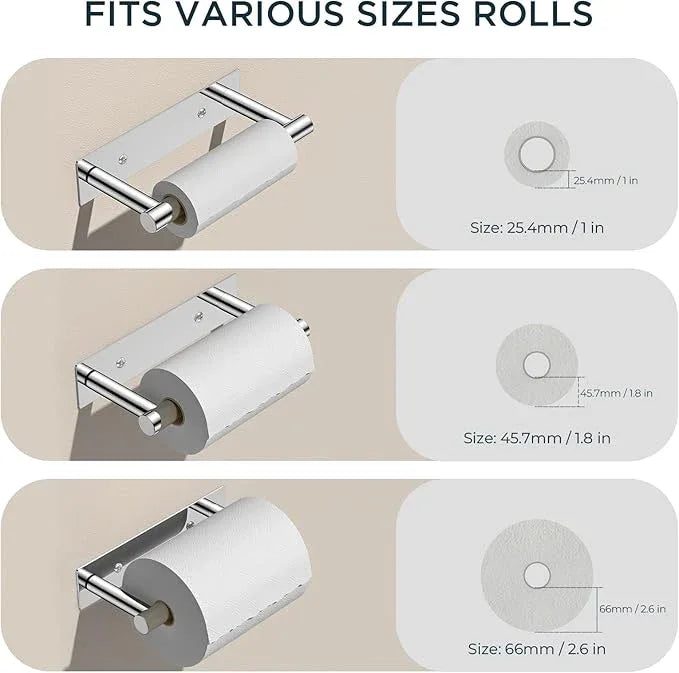FORIOUS Toilet Paper Holder, Adhesive or Wall Mounted Options, Stainless Steel Rustproof Stick on no Drilling Double Post Pivoting Toilet Tissue Roll Holder Wall Mount for Bathroom, Polished Chrome - ModernBath