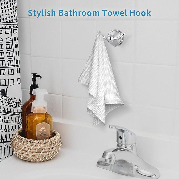 FILTA Bathroom Towel Hooks, Polished Chrome Robe & Towel Hooks for Wall Mounted, Traditional Towel and Robe Hooks for Hanging Towels, Bath Towel Holder for Shower(2 Pack) - ModernBath