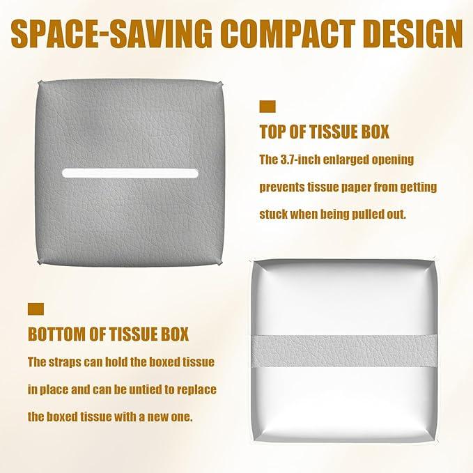 Funny Highland CowTissue Box Cover 2PCS, Leather Tissue Box Holder Square Facial Paper Case Tissue Box Cube Organizer for Bathroom Bedroom Desk Office - ModernBath