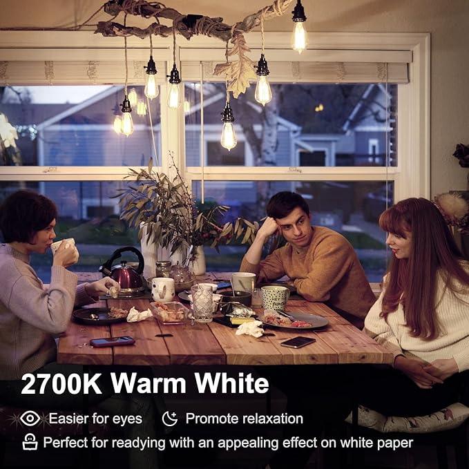 TJOY Edison Light Bulbs 60W Equivalent, Dimmable Vintage LED Light Bulbs, E26 Medium Base, Warm White 2700K, ST58, 8W, 800LM, 80+ CRI, Antique Decorative Filament LED Bulb, Clear Glass, 6 Pack - ModernBath