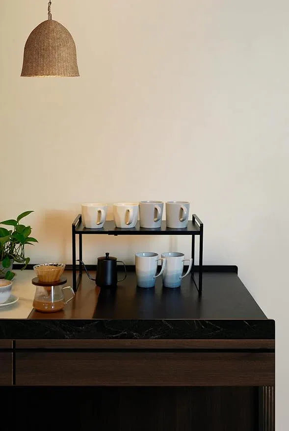 Nxconsu Expandable Cabinet Shelf Organizer Riser for Kitchen Pantry Cupboard Under Sink Countertop Home Storage Organization Rack Space Saver Freestanding Heavy Duty Nonslip Stackable Black X Large - ModernBath