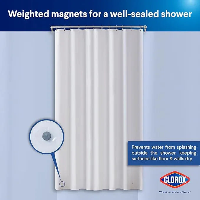 CLOROX Shower Curtain Liner, Premium Medium-Weight Durable Waterproof 6g PEVA for Bathroom with Weighted Magnets, Extra Long 72" x 96", Frosty 1 Pack - ModernBath