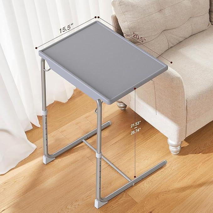 HUANUO Adjustable TV Tray Table - TV Dinner Tray on Bed & Sofa, Comfortable Folding Table with 6 Height & 3 Tilt Angle Adjustments (Gray) - ModernBath