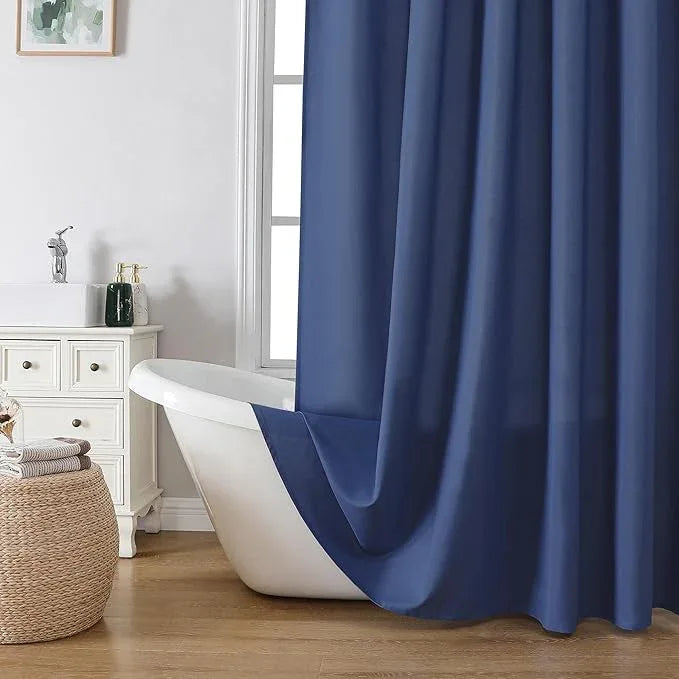 OVZME Zora Dusty Blue Shower Curtain for Bathroom, Fabric Shower Curtain Set with 12 Hooks - Soft Cloth Hotel Spa Quality, Water Repellent, Machine Washable Bath Curtain, Grommets Top, 72Wx72L - ModernBath