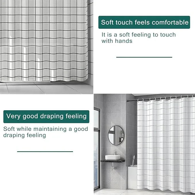 TIKABC Shower Curtain Liner, 4G PEVA Shower Liner, Plastic Waterproof Shower Curtains, 72x72 inch with Grommet Holes 3 Magnetic Weights - ModernBath