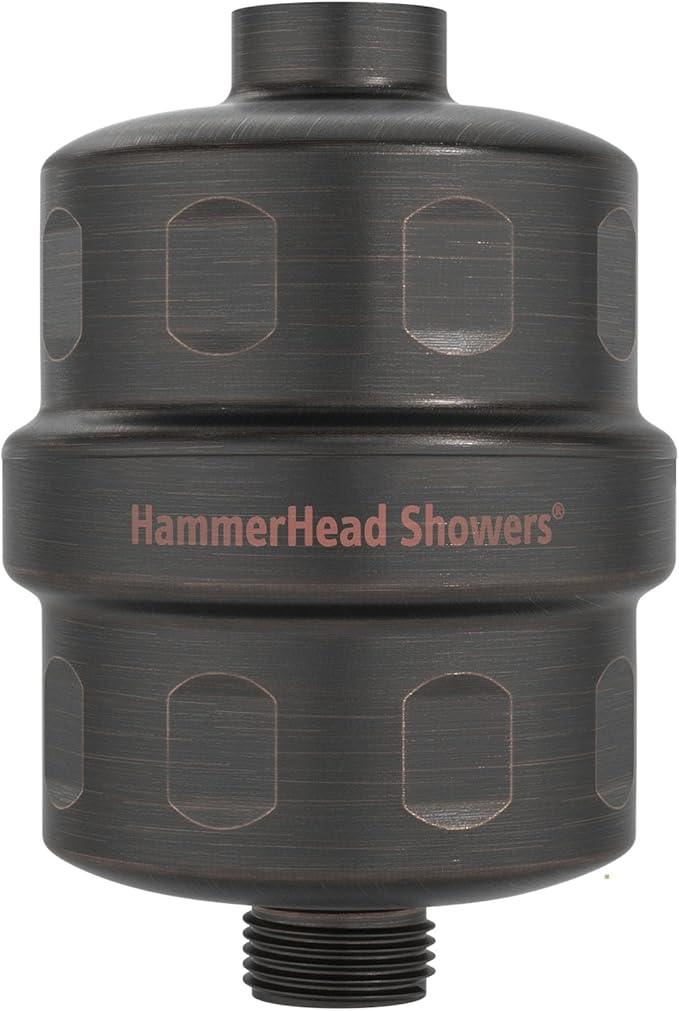 HammerHead Showers® Solid Metal Shower Head Filter – KDF 55 Shower Filter, High Pressure Universal Shower Filters to Remove Toxic Chemicals – Removes Chlorine and Heavy Metals – Oil Rubbed Bronze - ModernBath