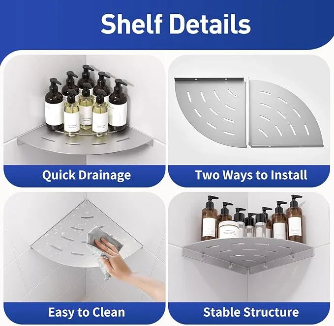 Corner Shower Shelves Load Capacity 40 Lbs 304 Stainless Steel Shelf for Shower Will Not Rust 8in Shower Corner Shelf Brushed Nickel Drilling Installation - ModernBath