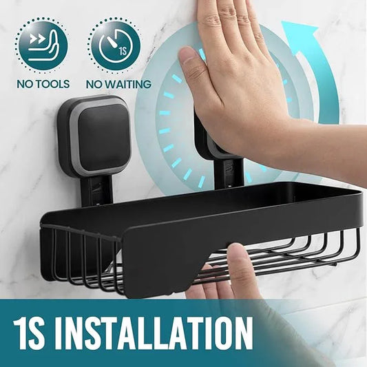 TAILI Shower Caddy Suction Cup 3 Pack, Stainless Steel Rustproof Shelves with Soap Holder Set, Drill-Free Wall Mounted Basket, Heavy Duty Removable Bathroom Organizers & Home Decor, Black - ModernBath