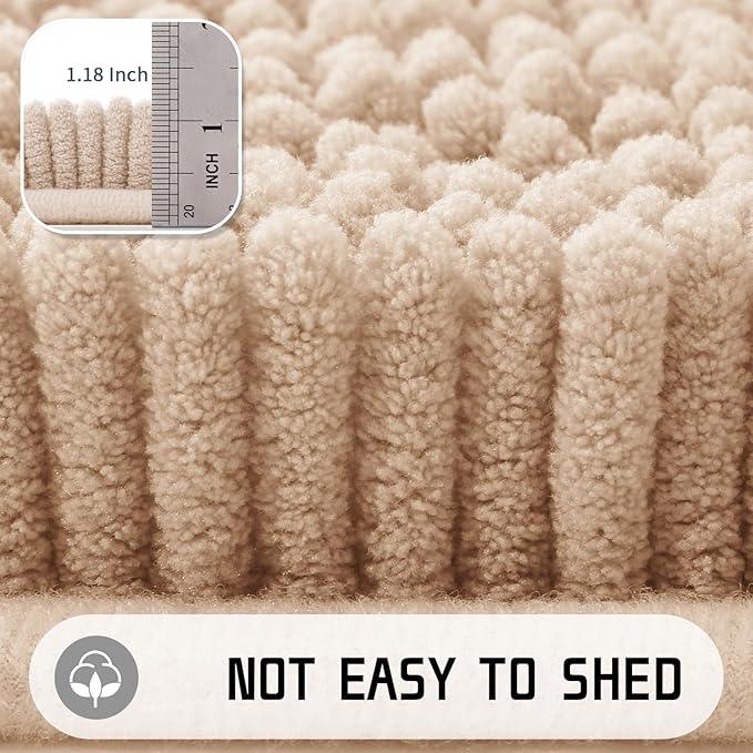 Yimobra Washable Bathroom Rugs, Super Soft & Absorbent Chenille Bath Mat for Floor & Carpet, Quick Dry Non Slip Bath Mat for Tub Shower, 32"x20",Beige - ModernBath