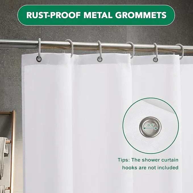 Biscaynebay Fabric Shower Curtain Liner 72x72 Inch-2 Packs White Water Resistant Bathroom Curtains-Hotel Soild Polyester Shower Liners Washable with Magnets - ModernBath