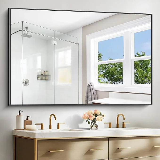 BONEWEI Bathroom Mirror,60x40 inch Bathroom Mirrors for Over Sink,Large Wall Mirror for Bathroom Wall Mounted Rectangle Mirrors,Black Vanity Mirror for Living Room,Bedroom Entryway,Horizontal/Vertical - ModernBath