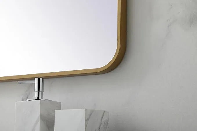 ARS Concepts Aura, Soft Corner Metal Rectangular Mirror 24X40 Inch in, Modern, Brass - ModernBath