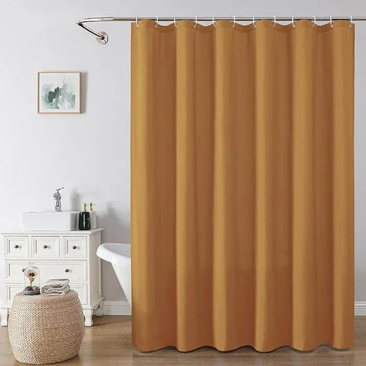 OVZME Zora Solid Gold Shower Curtain for Bathroom, Fabric Shower Curtain- Soft Cloth & Hotel Spa Quality, Water Repellent, Machine Washable Shower Curtain Set with 12 Hooks, Grommets Top, 72Wx72L - ModernBath