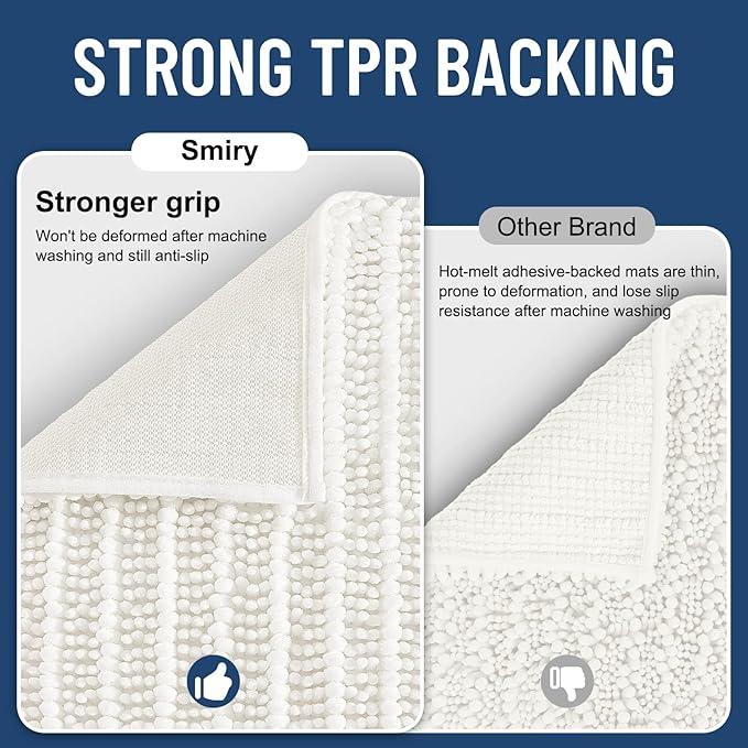 Smiry Bathroom Rugs Mat 36x24, Extra Soft Absorbent Chenille Bath Rugs, Non Slip Rubber Backing Machine Washable Quick Dry Bath Mats for Bathroom Floor, Tub, Shower, Home Decor Accessories, Ivory - ModernBath
