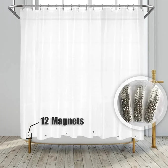 Barossa Design Clawfoot Tub Shower Curtain with 12 Magnets - 36 Metal Hooks Included, 180" W x 70" H Wrap Around, Waterproof PEVA, Metal Grommets - Frosted, 180x70 - ModernBath