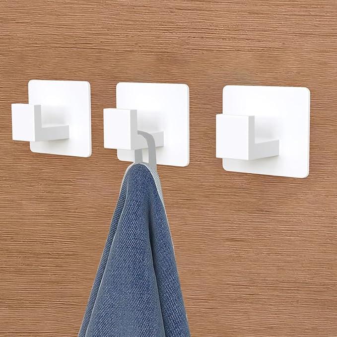 VAEHOLD Wall Towel Hooks, Heavy Duty Sticky Holder Waterproof Towel Hooks for Hanging Coat, Clothes, Closet Hook Wall Mount for Kitchen (White, 2 Pack) - ModernBath