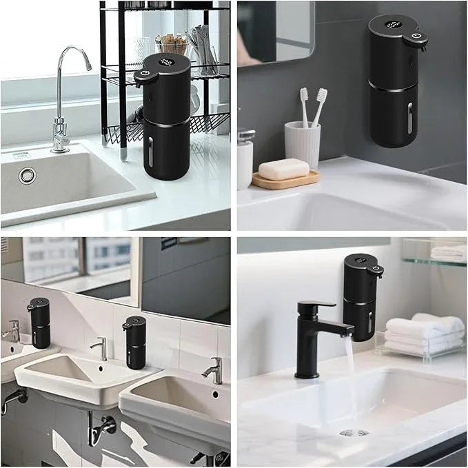 OHIFAST Automatic Liquid Soap Dispenser Touchless, USB Rechargeable Smart Hand Soap Dispenser, 6-Level Adjustable, 12.8oz/380mL, Compatible with Thick Thin Dish Soap for Bathroom Kitchen-Black - ModernBath