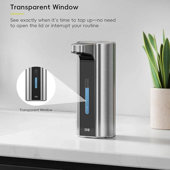 EKO Aroma Pro 13.5 fl oz Touchless Automatic Liquid Soap Dispenser, Rechargeable Hand & Dish Soap Dispenser for Bathroom and Kitchen, Waterproof, Adjustable Volume Control (Stainless Steel) - ModernBath