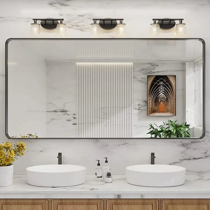 LOAAO 72X36 Inch Black Metal Framed Bathroom Mirror for Wall, Matte Black Bathroom Vanity Mirror Farmhouse, Large Rounded Rectangle Mirror, Anti-Rust, Shatter-Proof, Hangs Horizontally or Vertically - ModernBath